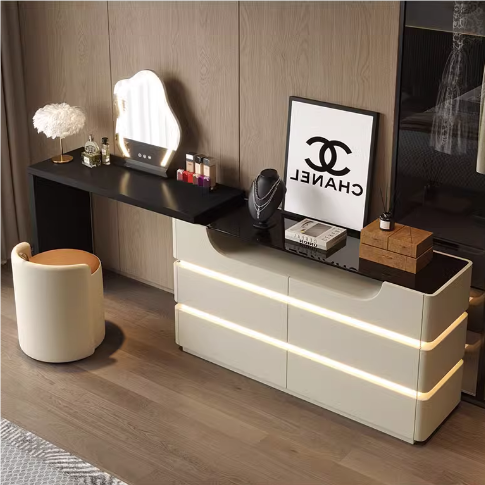 Nance Dressing Table With Side Drawer and LED Mirror