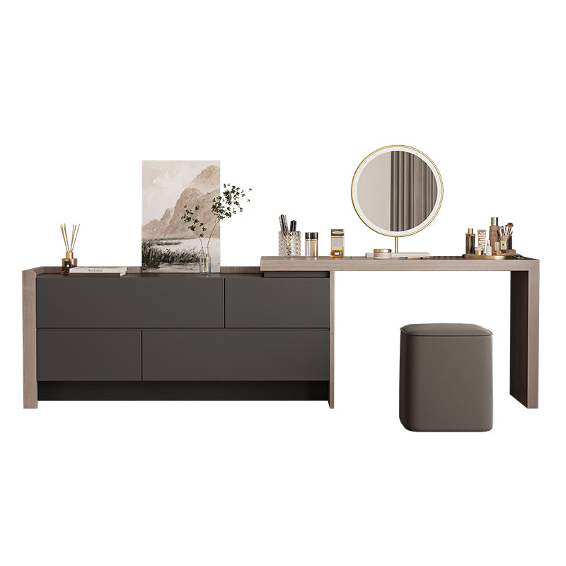 Nash Dressing Table With Side Drawer and LED Round Mirror-Rit Concept-Rit Concept