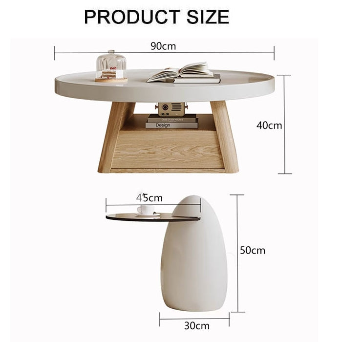 Bess Coffee Table, White & Oak