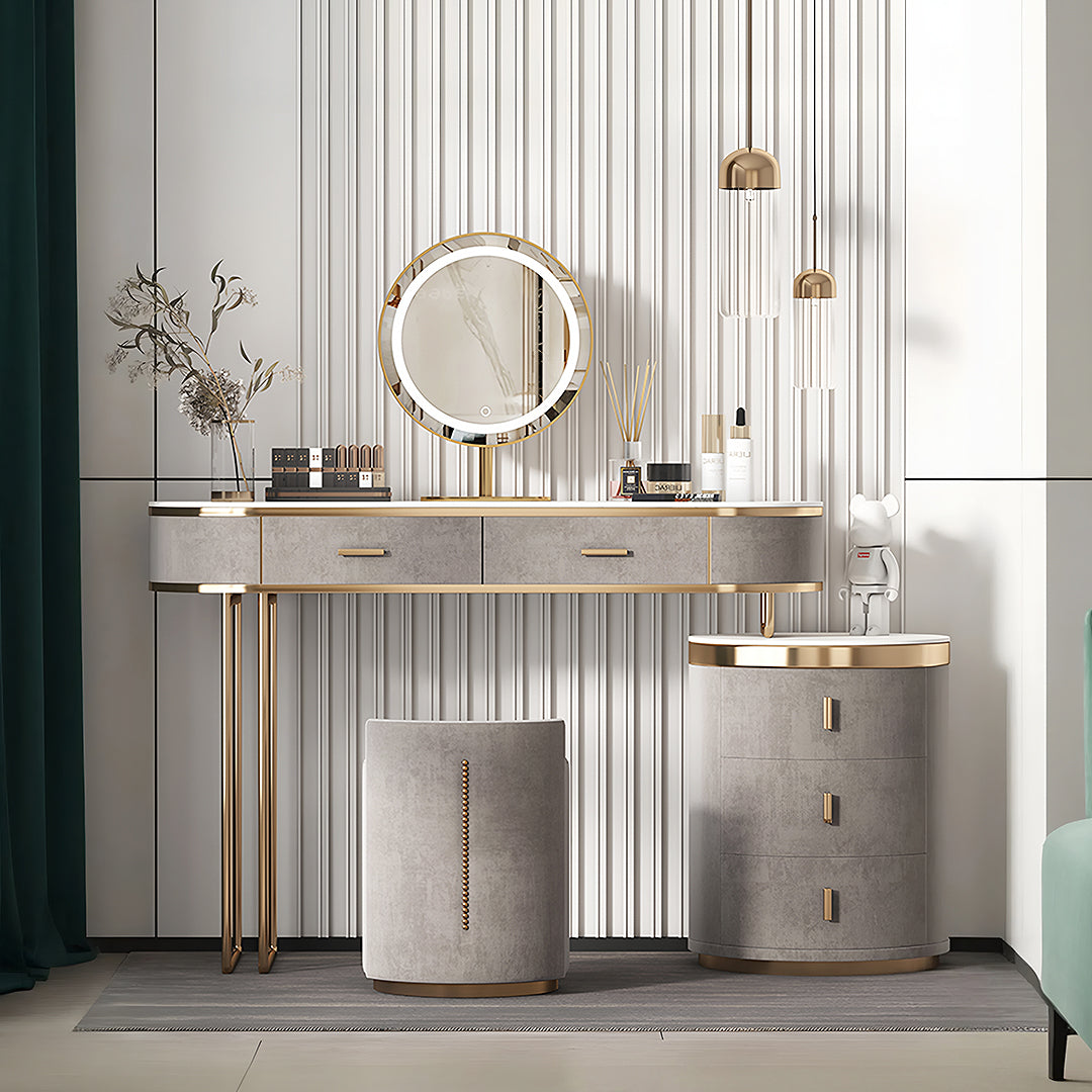 Zoey Dressing Table With LED Mirror, Grey-Rit Concept-Rit Concept