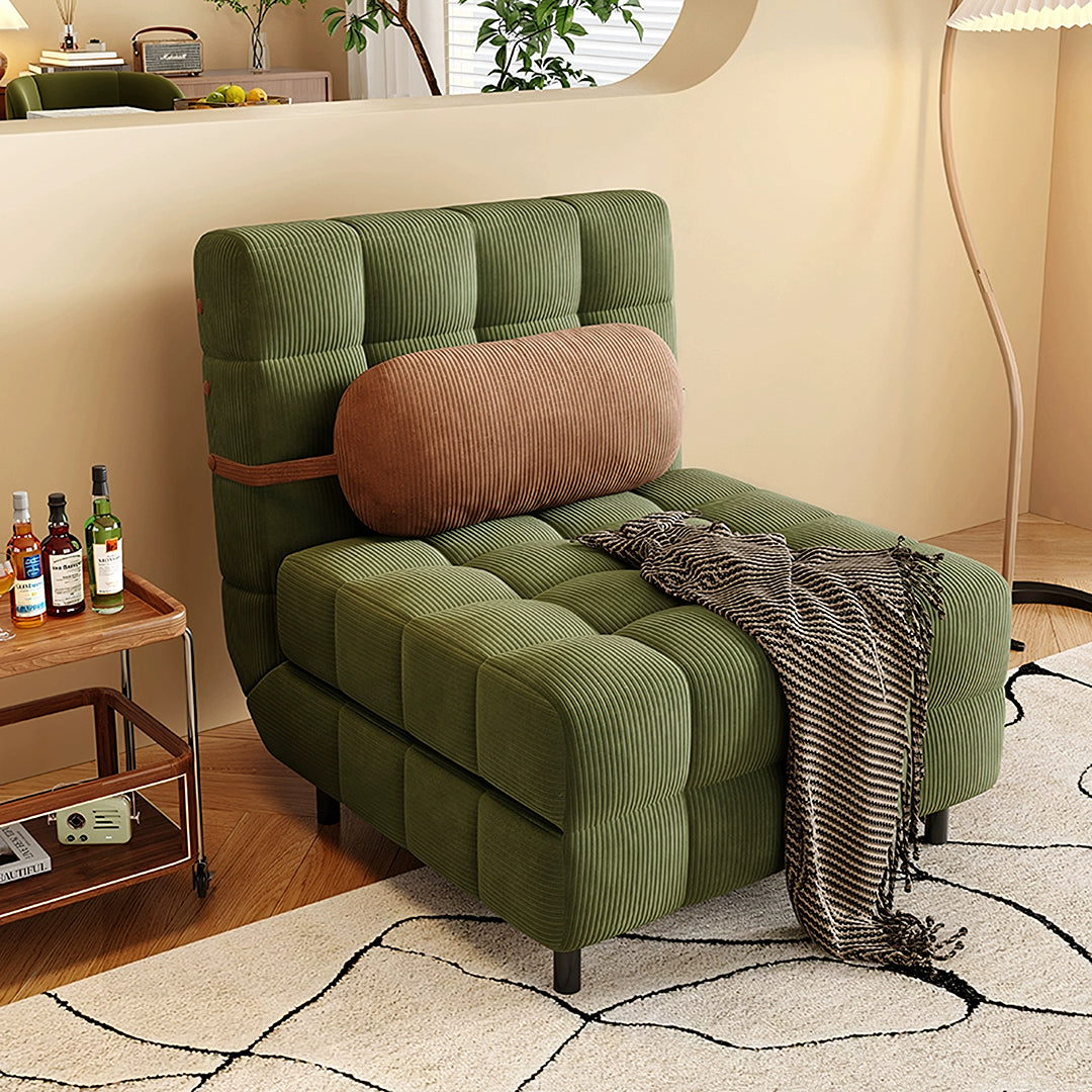 Mendez Single Sofa Bed, Two Seater Sofa Bed, Corduroy-Rit Concept-100cm-Green-Rit Concept