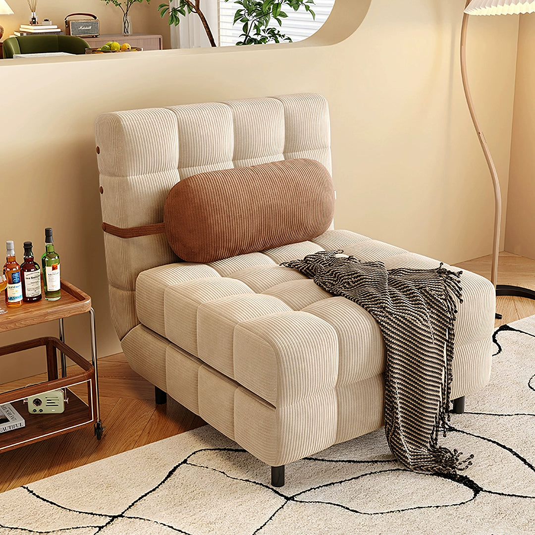 Mendez Single Sofa Bed, Two Seater Sofa Bed, Corduroy-Rit Concept-100cm-Beige-Rit Concept