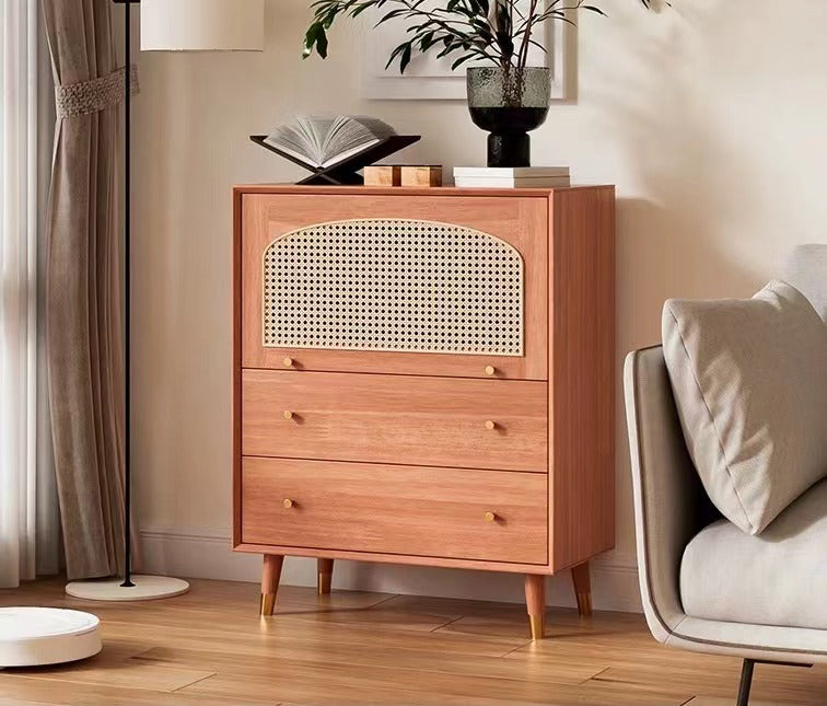 Raphael Rattan Sideboard, Black & Dark Brown