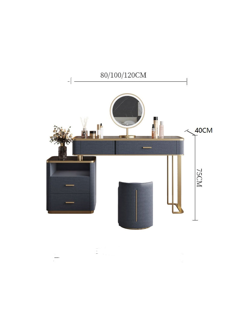 Casey-Lee Dressing Table with Mirror, Builtin Storage Box｜Rit Concept