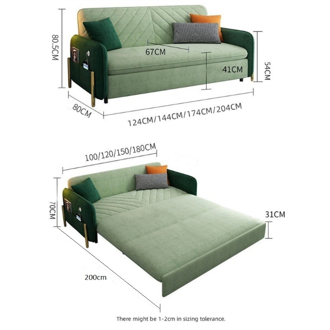 Erika Two Seater Sofa Bed, Green