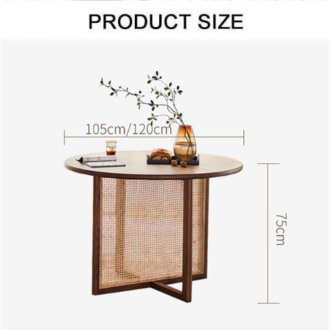 Margot Rattan Dining Table, Solid Wood & Rattan-Rit Concept-Rit Concept