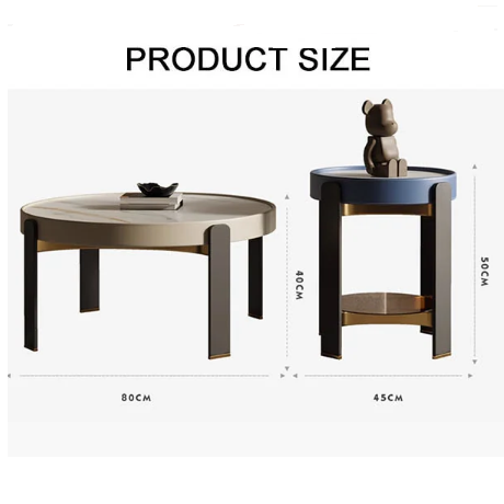 Moira Side Table, Sintered Stone & Rubber Wood