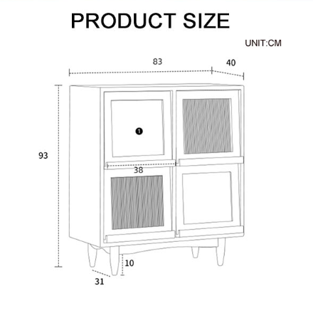 Harriet Sideboard, Bedside Table Solid Wood and Glass