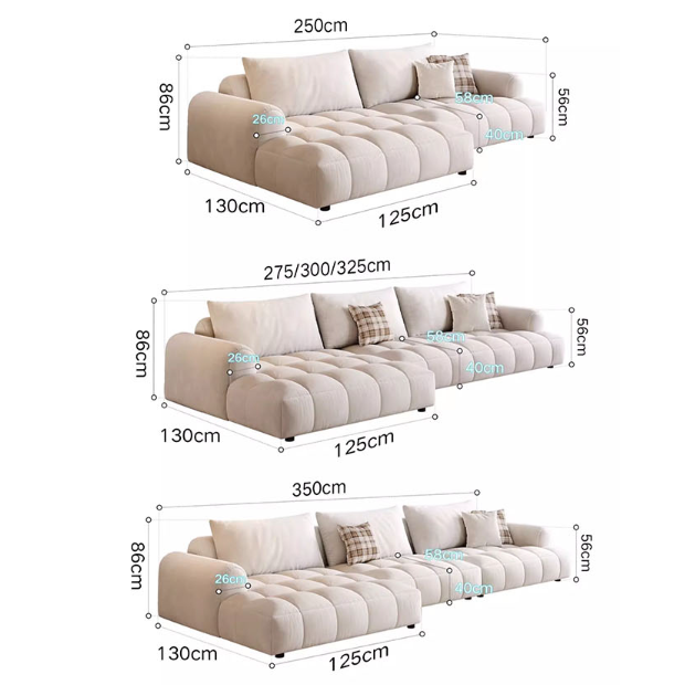 Delilah Violet Two Seater Corner, Three Seater Corner, Four Seater Corner Sofa, Cream-Rit Concept-Rit Concept