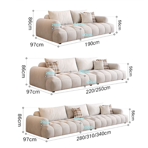 Delilah Violet Two Seater, Three Seater, Four Seater Sofa, Cream-Rit Concept-Rit Concept