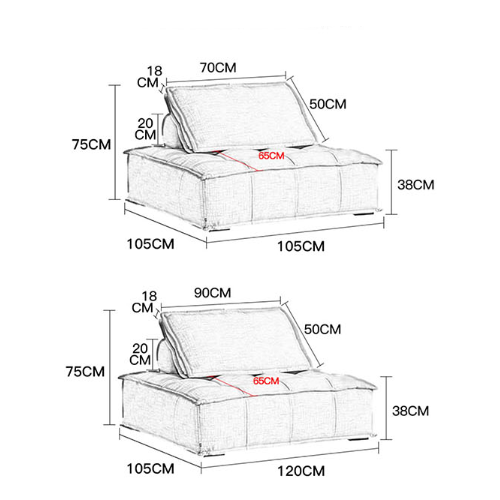 Borcem Two Seater Sofa, Linen, Modular Sofa