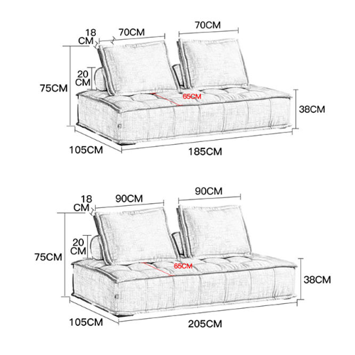 Borcem Two Seater Sofa, Linen, Modular Sofa