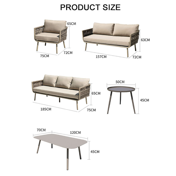 Kenneth Outdoor Sofa Set (Armchair x 2 + Sofa + Coffee Table)