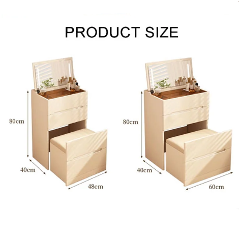 Prudence Dressing Table With Storage Stool, Cream