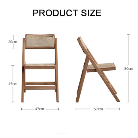 Silvia Foldable Rattan Dining Chair, Ash Wood