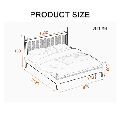 Flora King Size Bed, Cherry Wood-Rit Concept-Rit Concept