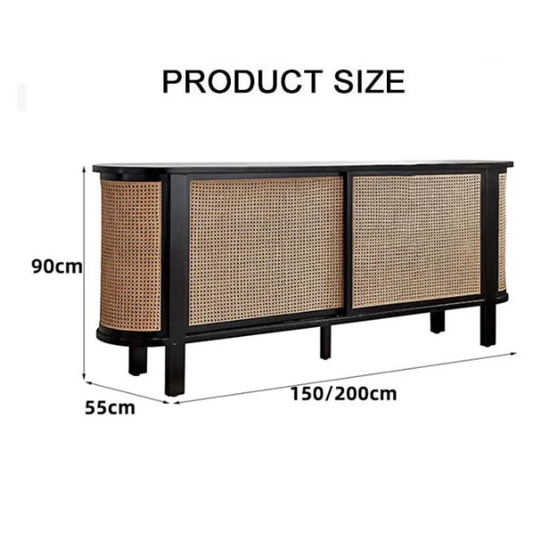 Dot Rattan Sideboard, Ash Wood & Black