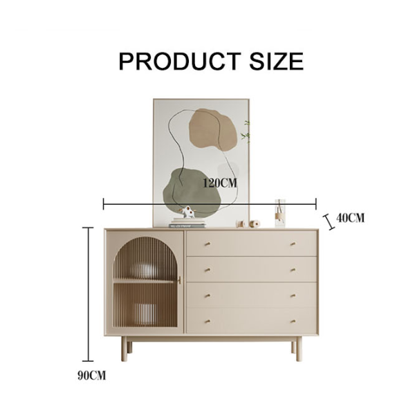 Meerveil Sideboard, One Glass Door With Four Drawers-Ritconcept-Rit Concept