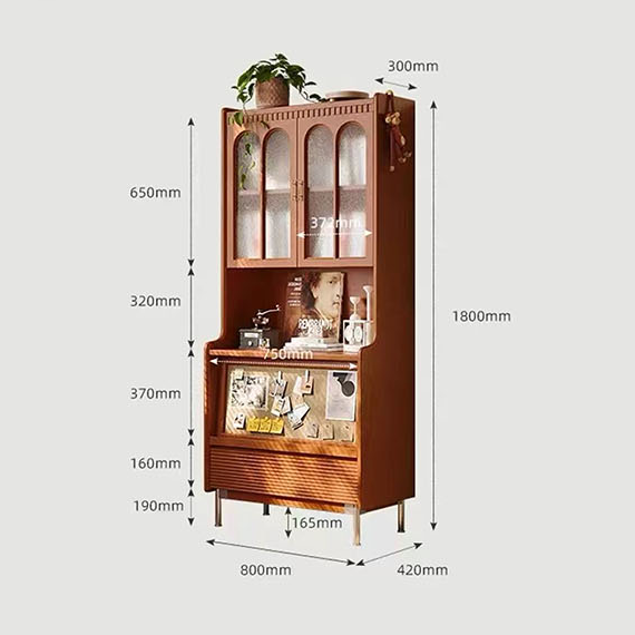 Mason Tall Sideboard, With Bookcase