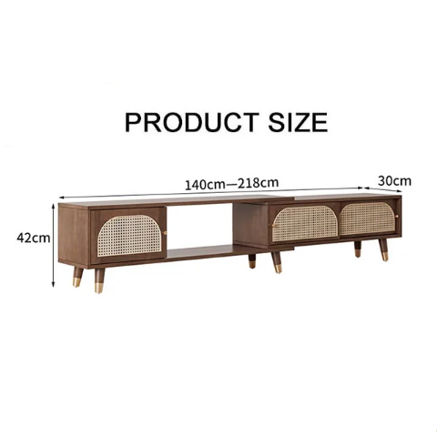 Kirsten Rattan TV Stand, Rubber Wood-Rit Concept-Rit Concept