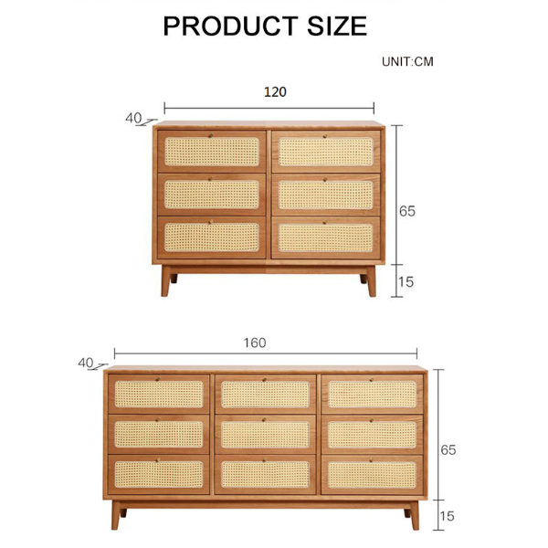 Vivian Cabinet, Rattan & Wood