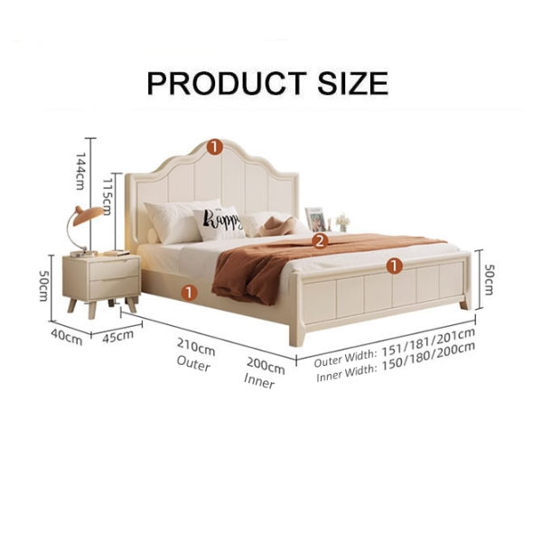 Agnes King Size / Super King Size Bed With Storage, Cream