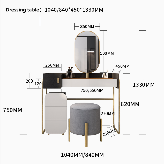 J2 Long Mirror Dressing Table