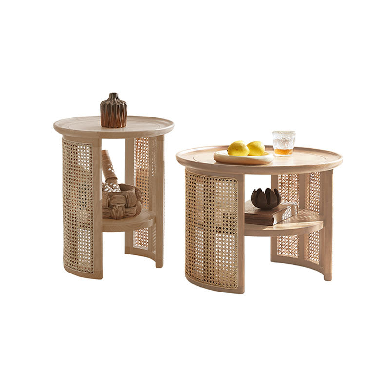 Austin Rattan Coffee Table Set, Wood