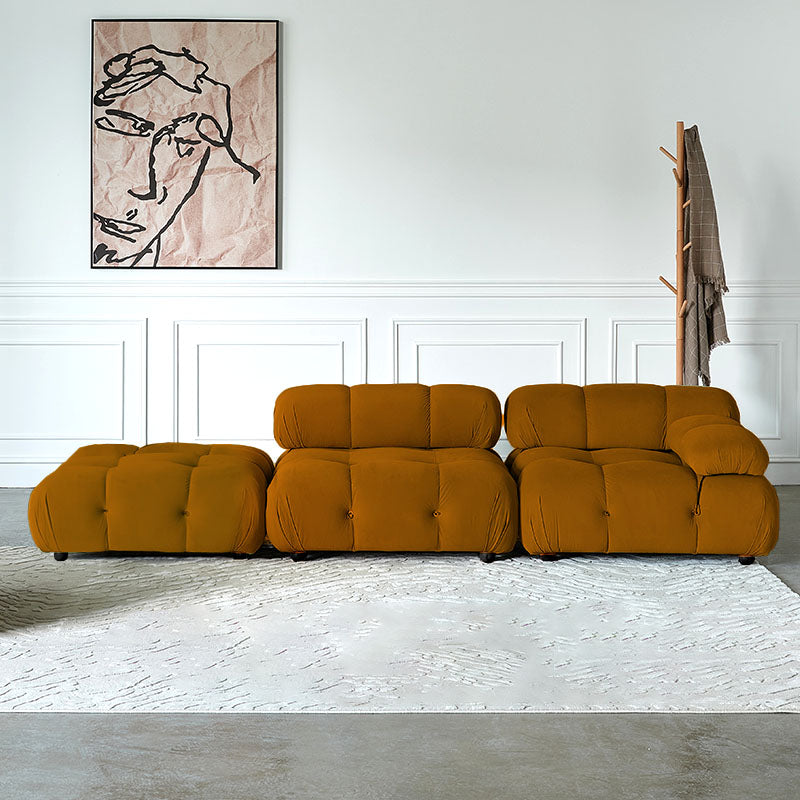 Orange B&B Camaleonda Style Sofa, Two Seater Corner Sofa, Velvet｜Rit Concept