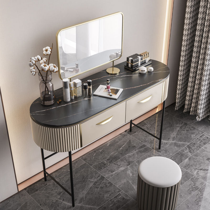 Boris Drawer Dressing Table with Mirror and Foot Stool｜Rit Concept