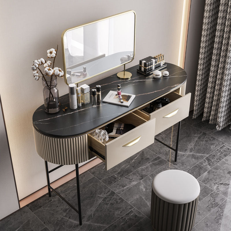 Boris Drawer Dressing Table with Mirror and Foot Stool｜Rit Concept