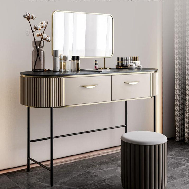 Boris Drawer Dressing Table with Mirror and Foot Stool｜Rit Concept