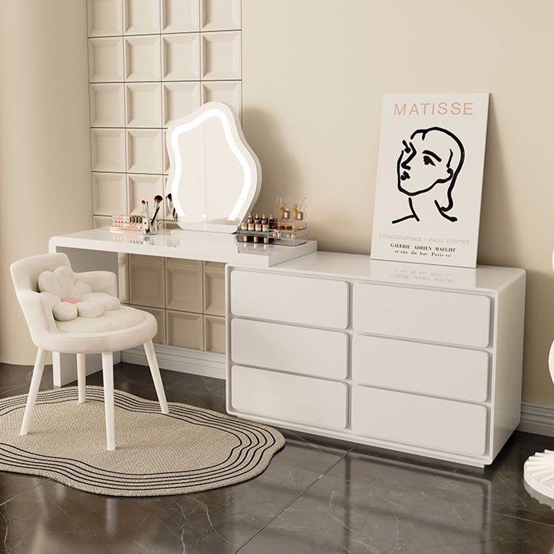 Aubrey Dressing Table Set With Side Drawer, White｜Rit Concept