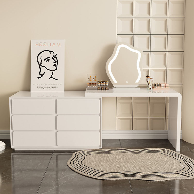 Aubrey Dressing Table Set With Side Drawer, White｜Rit Concept