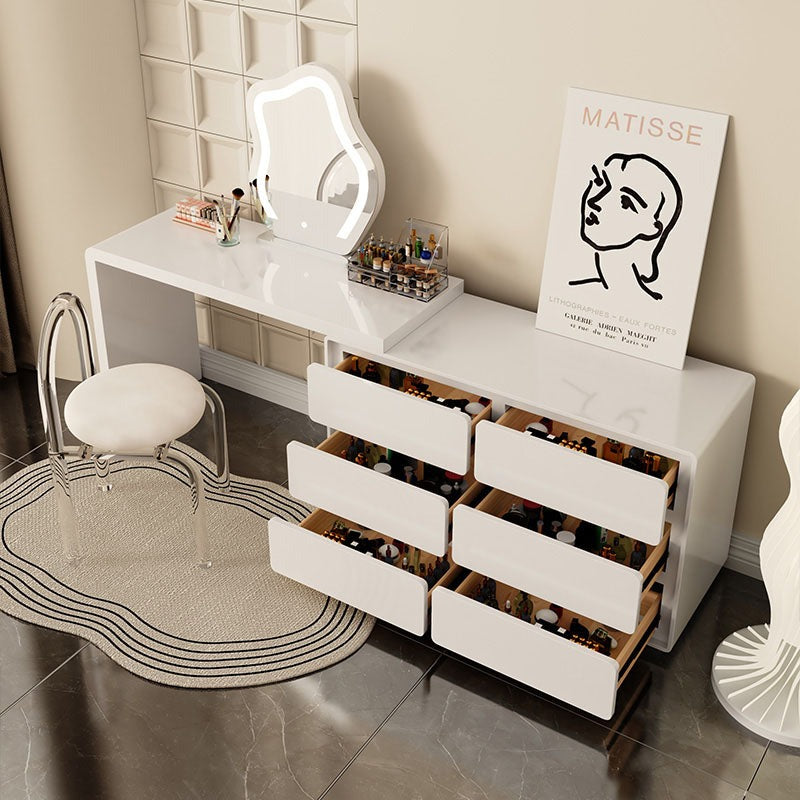 Aubrey Dressing Table Set With Side Drawer, White｜Rit Concept