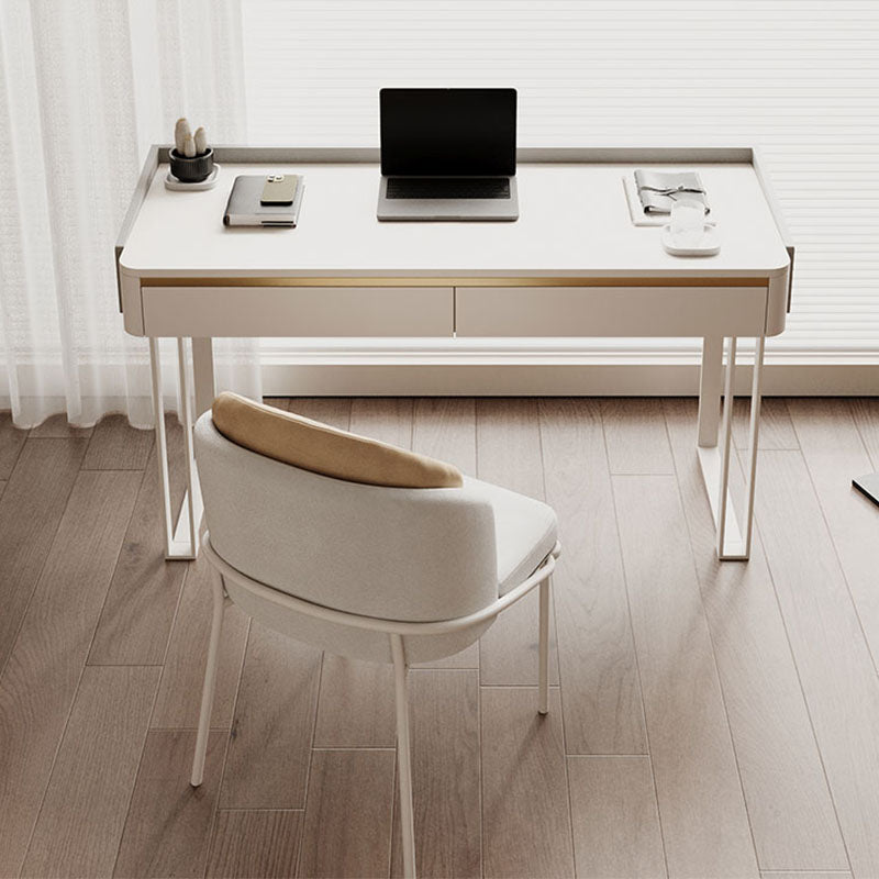 Tusa Office Desk, White, Sintered Stone｜Rit Concept
