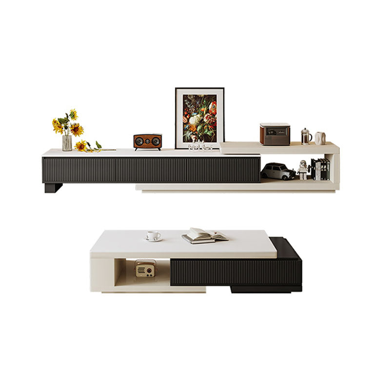 Bonnie TV Stand Set With Coffee Table, Black & White｜Rit Concept