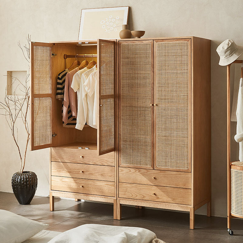 Caden Rattan Wardrobe, Wood