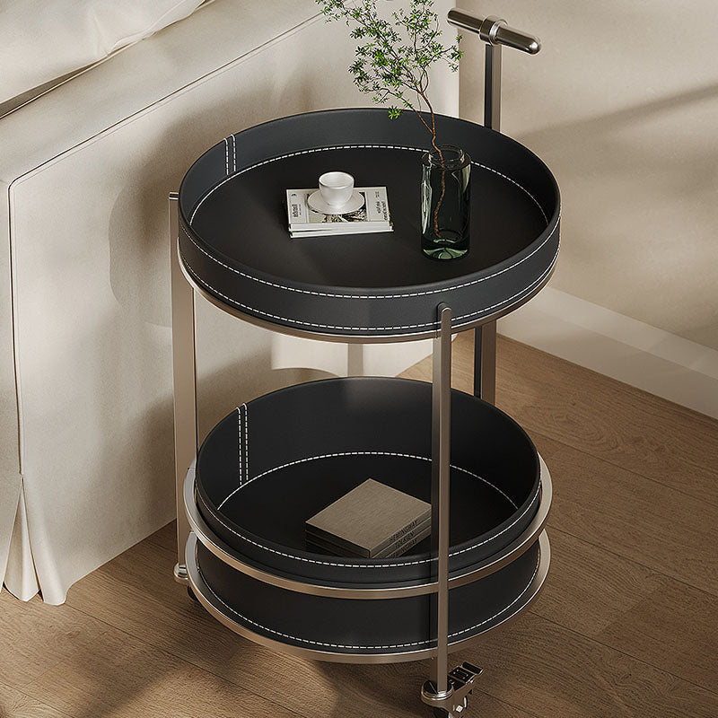 Willis Round Side Table, Movable Trolly, Black｜Rit Concept