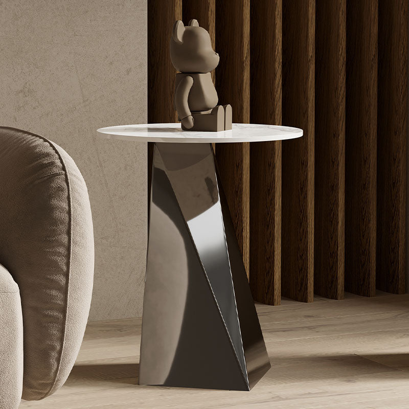 Dorothy Side Table, Sintered Stone & Stainless Steel Base｜Rit Concept