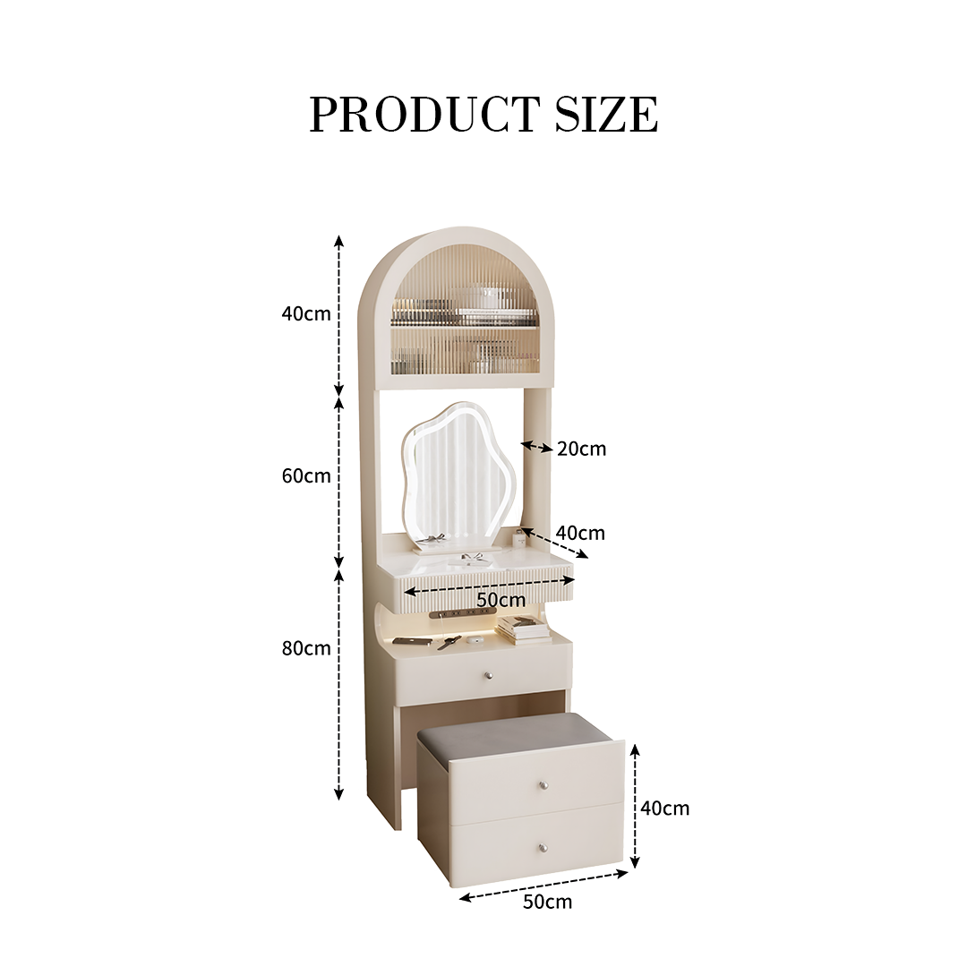 Lia Slimline Dressing Table, With USB Port, LED Mirror & Stool