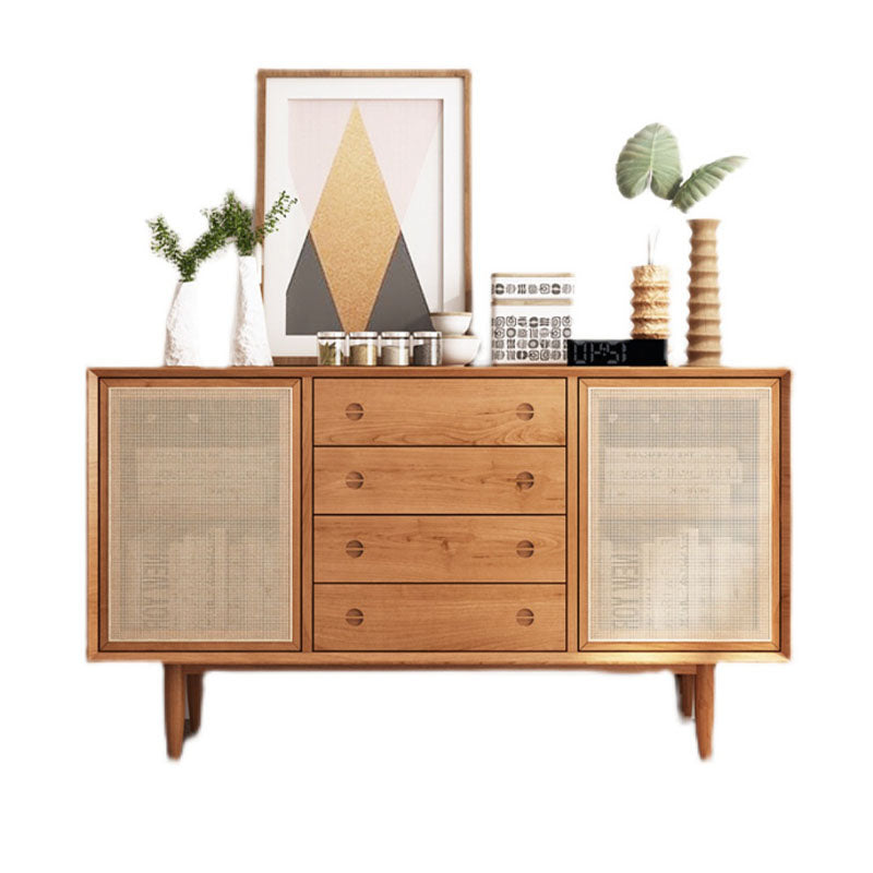 Evadne Rattan Sideboard with 2 Doors and 4 Drawers, Pine Wood｜Rit Concept