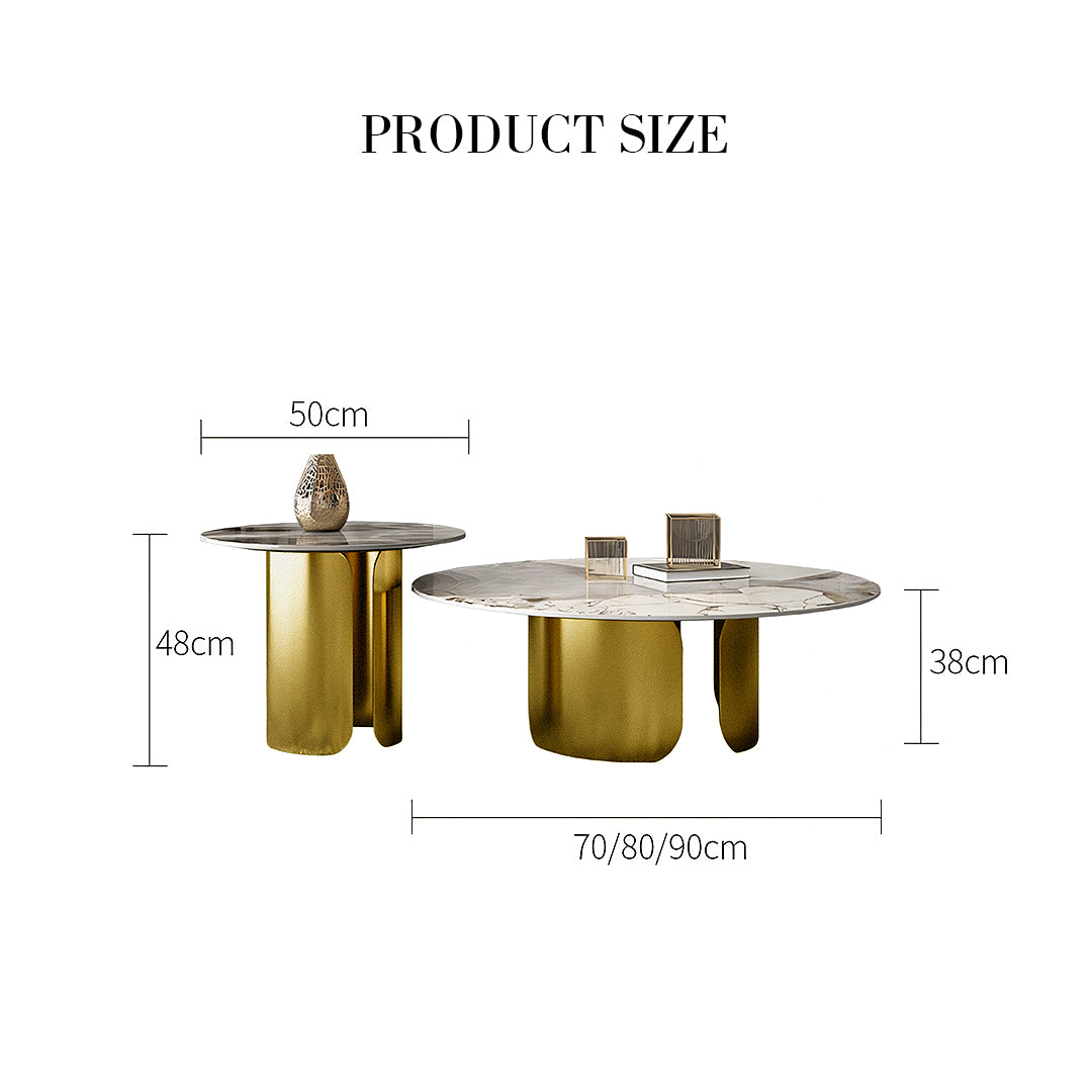 Aurora Gold Nesting Coffee Table Set, Sintered Stone