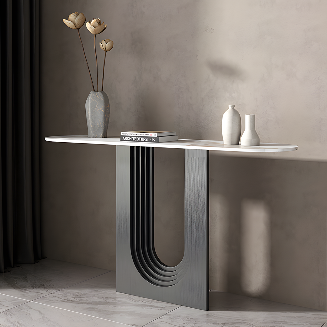 Khoisan Console Table For Hallways, Black & Gold