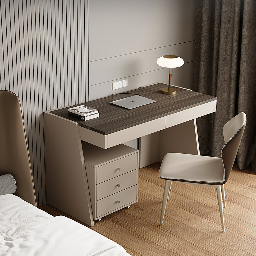 Dmitri Small Office Desk With Chest Of Drawers, Wood-Rit Concept-Rit Concept