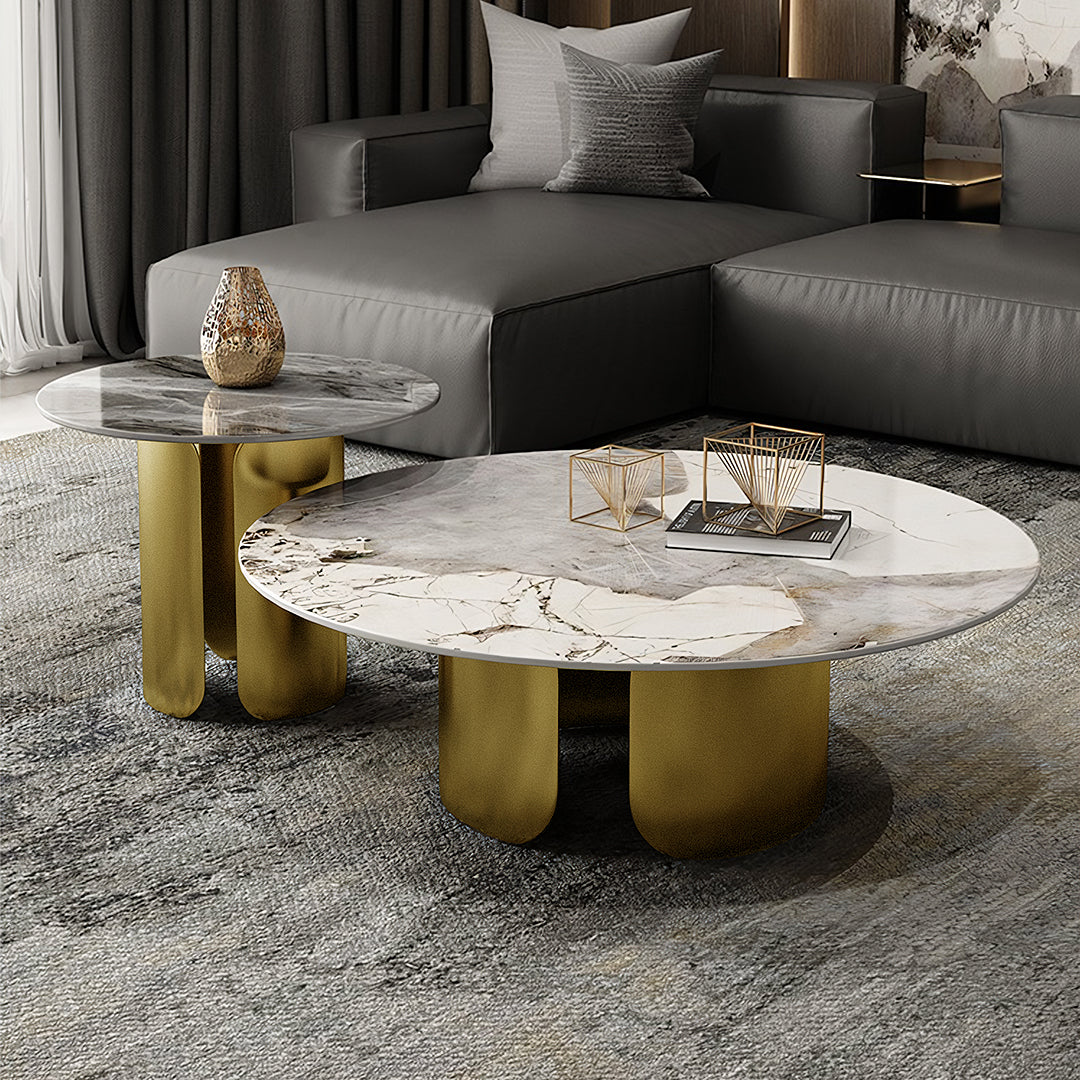 Aurora Gold Nesting Coffee Table Set, Sintered Stone