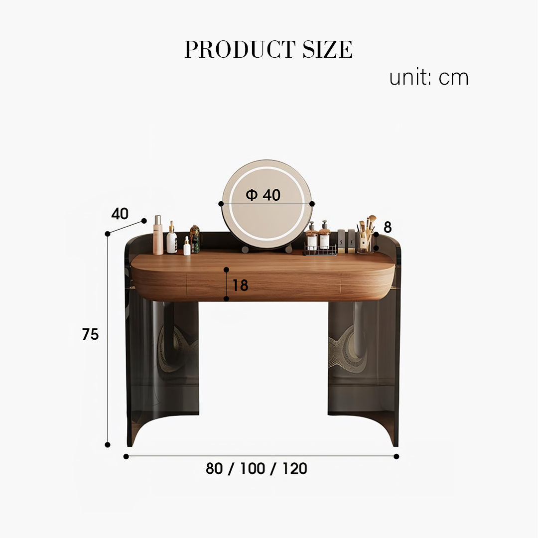 Turner Dressing Table With Large LED Mirror, Walnut & Black-Rit Concept-Rit Concept