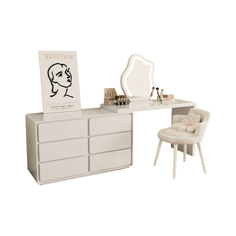 Aubrey Dressing Table Set With Side Drawer, White｜Rit Concept