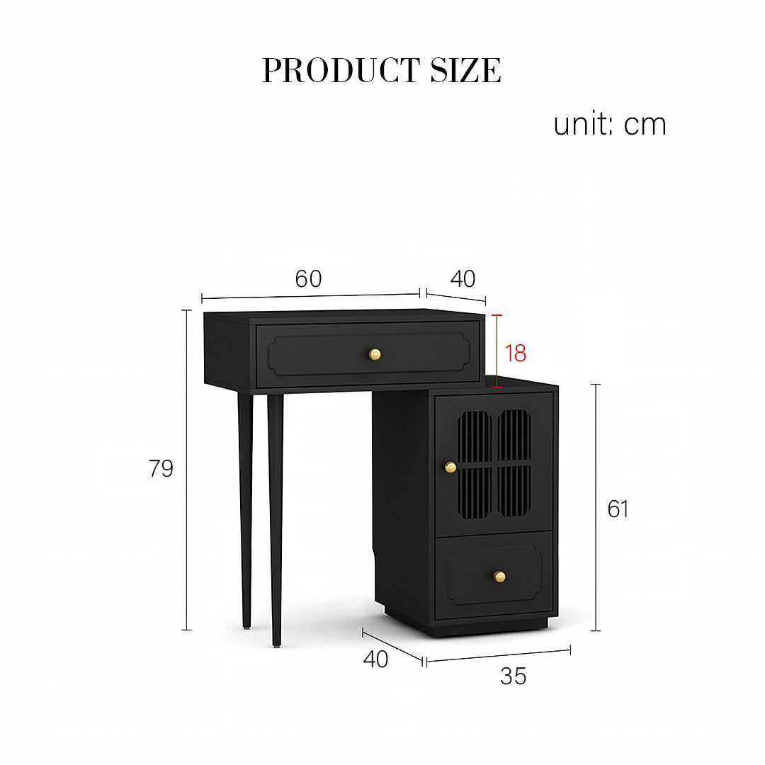 Nguyen Dressing Table With Side Cabinet & LED Mirror, Black-Rit Concept-Rit Concept