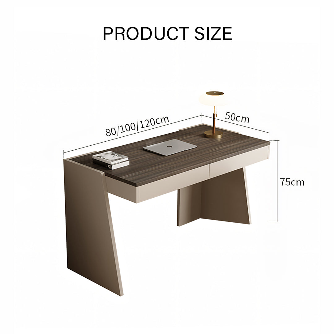 Dmitri Small Office Desk With Chest Of Drawers, Wood-Rit Concept-Rit Concept